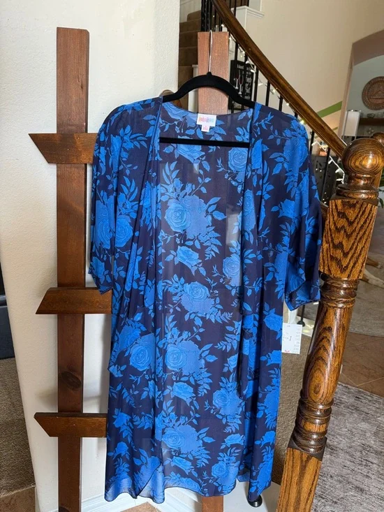 LuLaRoe Blue Floral Swim Coverup - Picture 1 of 2